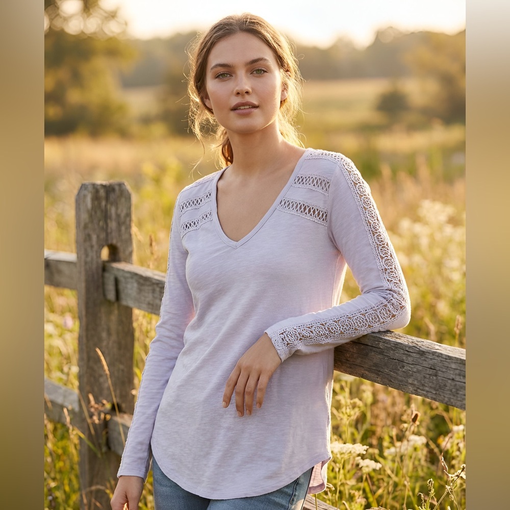 Anthropologie Deletta Lace Line Tunic Top in Lilac - New, XS